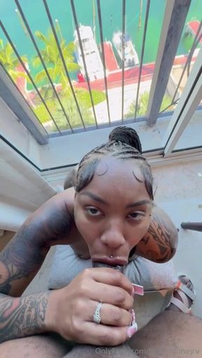 Shes Super Bad(2K) - Oiled Up Tattooed African Ebony fucked Outdoors in the Balcony