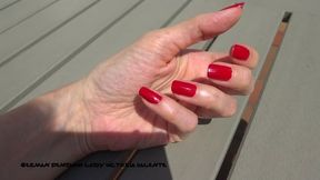 Red fingernails are so pretty - long natural nails!