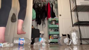 Water Bottle Crushing with Size 16 Big Feet