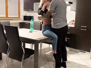 I Screw My Stepsister On the Table, Doggy and Cum On Her Face. Puttana Italiana a pecorina sul tavolo