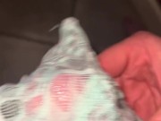 Dared to jack-off with and cum in coworker’s panties. HOT