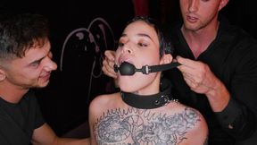 Tattooed brunette Saba Lapiedra takes it all in submissive threesome