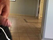 Nearly caught, cock out walking from hotel reception to room.