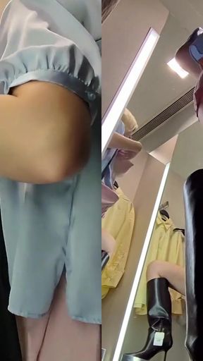 Powerful moment from &quot;Young blonde with big tits tries on transparent clothes. Blonde MyCandyAlice shows tits in fitting room&quot;