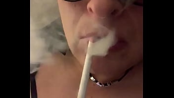 Cd Nikki sexy smoking with pink lipstick and dangles