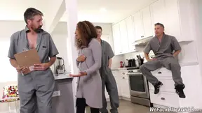 Black bombshell September Reign gets gangbanged by white cocks