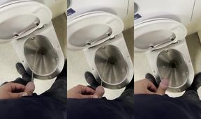 Uncut Chubby Bear Pisses in a Deutsche Bahn Train Pulling Foreskin Slowly