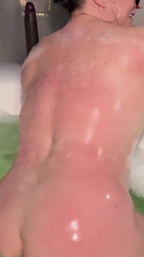 Big Ass White Girl Plays with BBC Toy in Bath