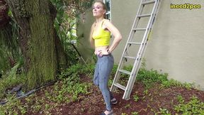 kitty quinn stuck on ladder pissing her tight jeggings omorashi