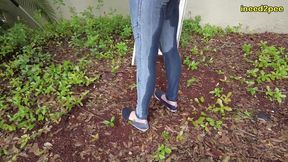 kitty quinn stuck on ladder pissing her tight jeggings omorashi