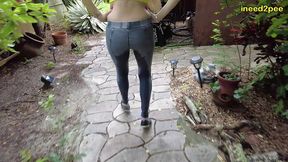 kitty quinn stuck on ladder pissing her tight jeggings omorashi