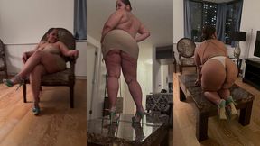 puerto rican boricua woman performing an erotic burlesque gogo dance in a tight short mini skirt and high heels stillettos femdom mistress goddess dirty talk audio