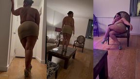 puerto rican boricua woman performing an erotic burlesque gogo dance in a tight short mini skirt and high heels stillettos femdom mistress goddess dirty talk audio