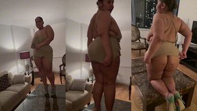 puerto rican boricua woman performing an erotic burlesque gogo dance in a tight short mini skirt and high heels stillettos femdom mistress goddess dirty talk audio