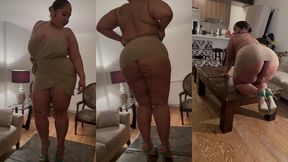 puerto rican boricua woman performing an erotic burlesque gogo dance in a tight short mini skirt and high heels stillettos femdom mistress goddess dirty talk audio