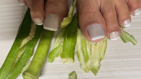 crushing okra with my feet sensual