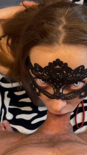 Homemade slobbery deepthroat blowjob from chained slut