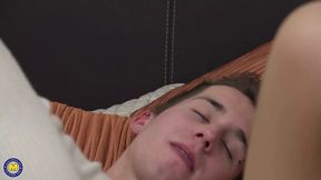 Mature lady swallowing hard cock and fucks it