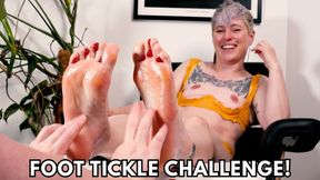 Foot Tickle Challenge! Tomboy feet tickled in predicament game - Jaq Quicksilver and Jude Ecole - WAM, feet, toes, oiled, tickling - 720p mp4