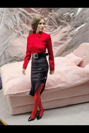 Cynthia in Red Blouse - Undressing