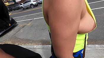 Exhibitionist Wife's Nipples Slip Out in Public