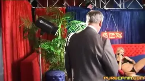 Dirty old boss gives surprise bonus to his employee in live chat show