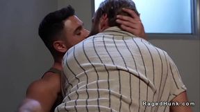 Muscle gays anal fuck at airport in a secluded place
