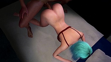 Blue Hair Girl Doggy Style Fucking - 3D Porn