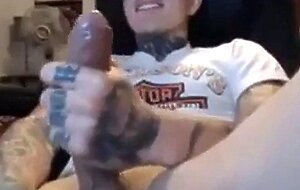 Latin Twink With Biggest Tattooed Cock Masturbates