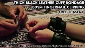 Thick Black Leather Cuff Bondage BDSM Fingernail Clipping