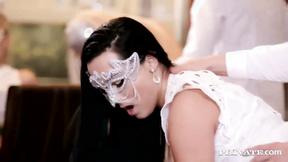 ”Sexy girls with masks ravaged in the butt in anonymous glamour group sex”