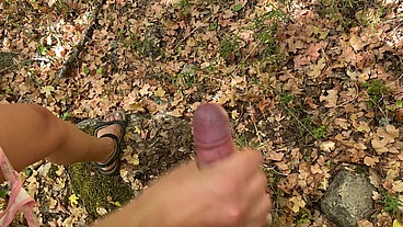 Cumshot in the forest