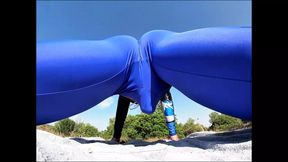 I cum without taking off my spandex after getting horny working out in leggs