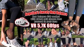 VR 3D 6,7K 180 60 fps | Angelina Presents Her Super Sweaty New Balance 530 Sneakers with Fishnet Nylons – Divine Sweaty Cheese Feet, Soaked Fishnet Socks, Glowing Moist Insoles, Toe Sauna, Slimy Barefoot Vibes, and Intense Foot Scent Fantasies