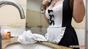 Busty Maid Loves Sliding Her Juicy Pussy Into Nine Inch Tool