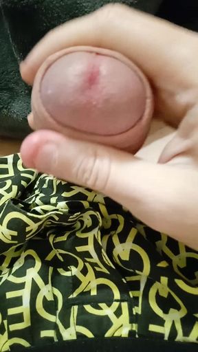 Fingering dick with foreskin