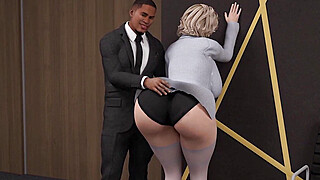 BBC Boss Spanks His BIG ASS Trans Secretary.