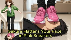 Cute Sneakers Face Crush - Sakura Tramples Your Face Under Pink Trainers | Femdom JOI Face Stomp Animation
