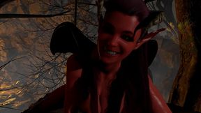 red demon girl out on a hunt