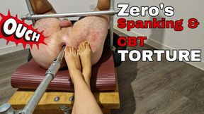 Cruel Femdom Mistress whips and cants her helpless slave on a BDSM bench