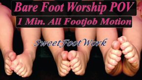 BBW Size 11W Barefoot All Footjob Motions SweetFootWork - 1Minute Clip from Full Length Video - No Talking