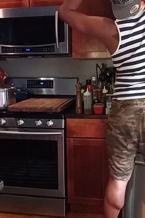 Kennie Jai Jerks off in the Kitchen and Has Tea!!