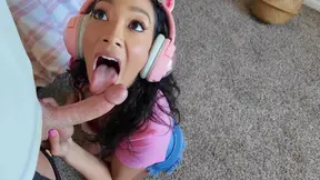 Hot Sarah Lace Blows Hard then Takes Cum-soaked Cock Deeply