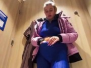 Extreme squirting in the public locker room