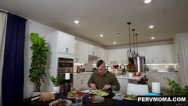 Stepson's wet BJ from stepmom & stepsister under the table