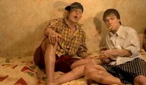 naughty amateurs smoke cigars while sucking dicks mutually
