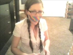 Snooping college girl gagged with stepsister’s kinky toys! (Episode 1 of 2)