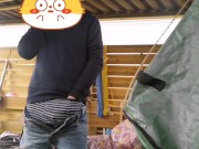Outdoor jerkoff while smoking a cigarette