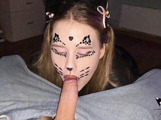 Halloween Kitten Screws Passionately