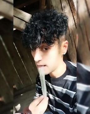 Boy Plays with Used Condom and Cum for Request From Straight Friend